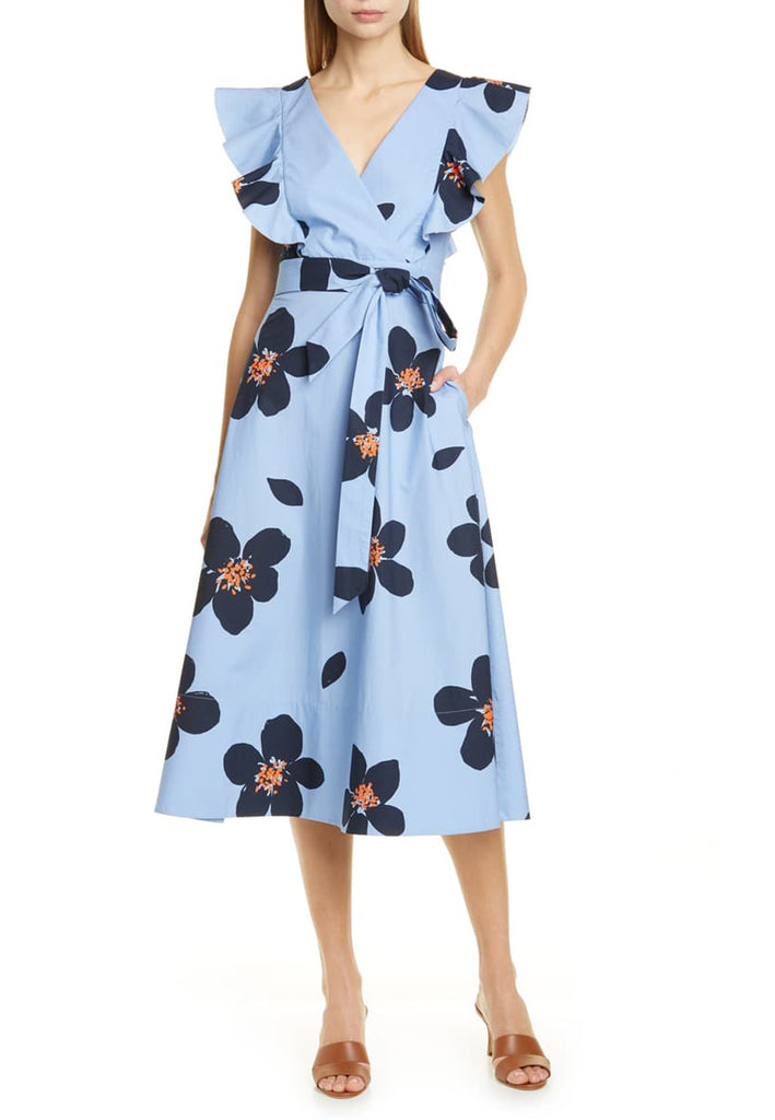 Kate Spade Blue Grand Flora Poplin Midi Dress ¶ð| Wardrobista.com
